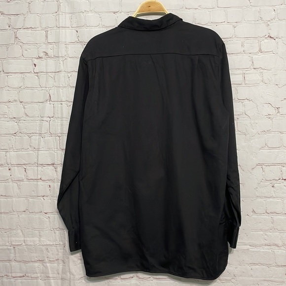 Quacker Factory Black Embroidered Floral Button Down Shirt Size L QVC - Picture 6 of 8